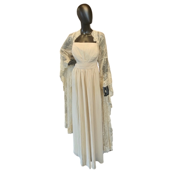 NWT - A-Line Square Neck Full Sleeve Wedding Gown - Picture 2 of 5